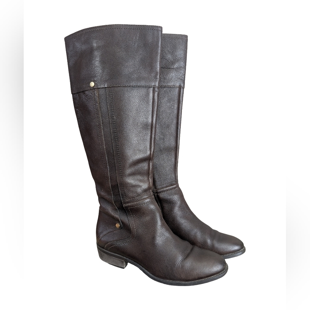 Franco Sarto Brown Leather Knee-High Equestrian Boots | Size 7